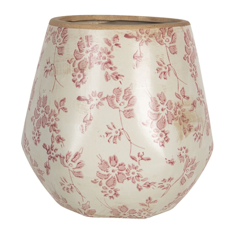 Ce L Bloempot X Cm Beige Roze Keramiek Bloemen Rond Bloempot