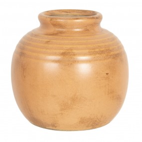 26CE1210 Vase 8 cm Braun Gelb Keramik Rund Vasel