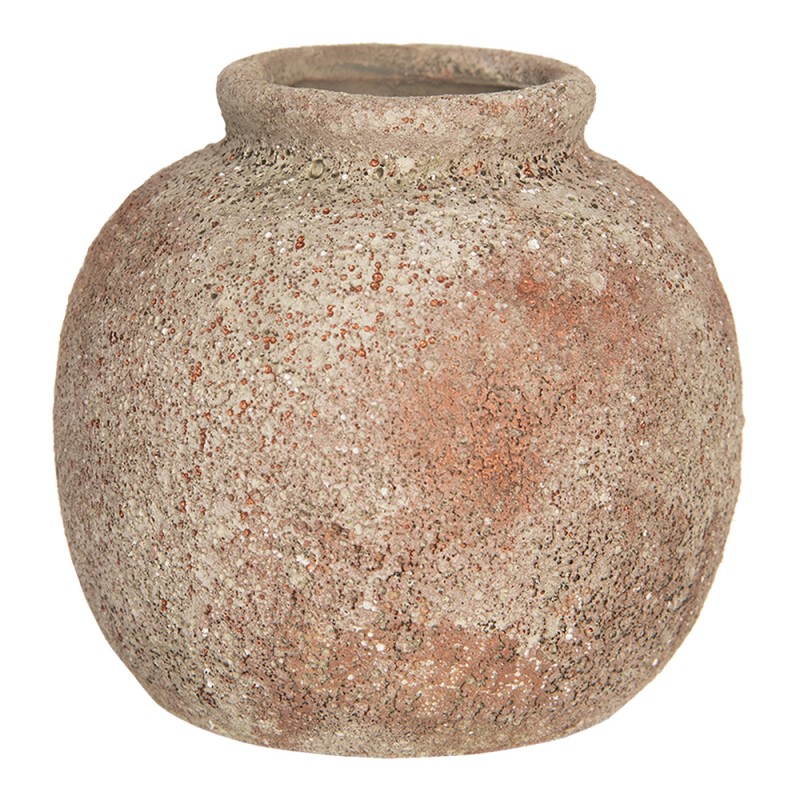 6CE1213 Vase 8 cm Braun Keramik Rund Innenblumentopf