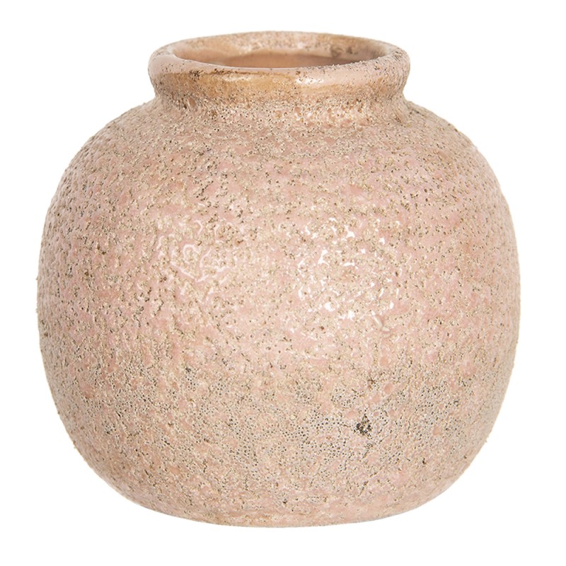 6CE1214 Vase 8 cm Rosa Beige Keramik Rund Innenblumentopf