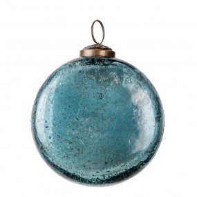 26GL3262 Boule de Noël Ø 10 cm Bleu Verre Rond Décorations d'arbre de Noël