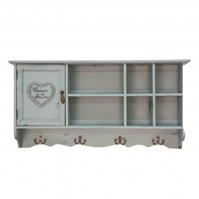25H0571 Wall Cabinet 80x15x40 cm Blue Wood Storage Cabinet