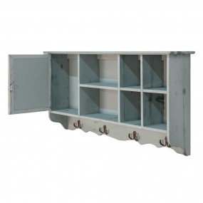 25H0571 Wall Cabinet 80x15x40 cm Blue Wood Storage Cabinet