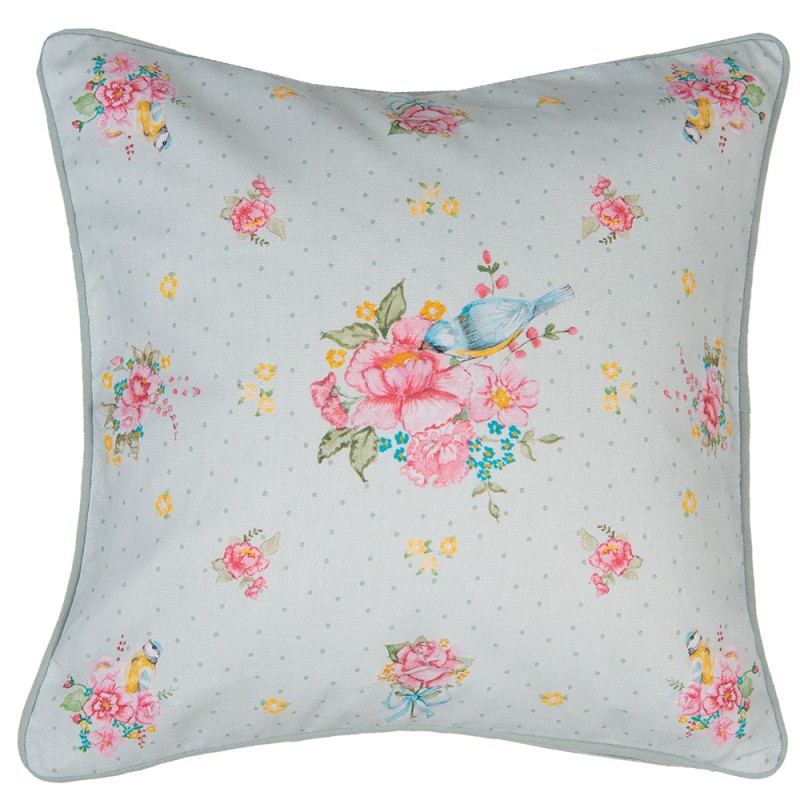 CHB21 Cushion Cover 40x40 cm Green Cotton Flowers Square Pillow Cover