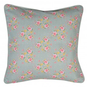 2CHB21 Cushion Cover 40x40 cm Green Cotton Flowers Square Pillow Cover