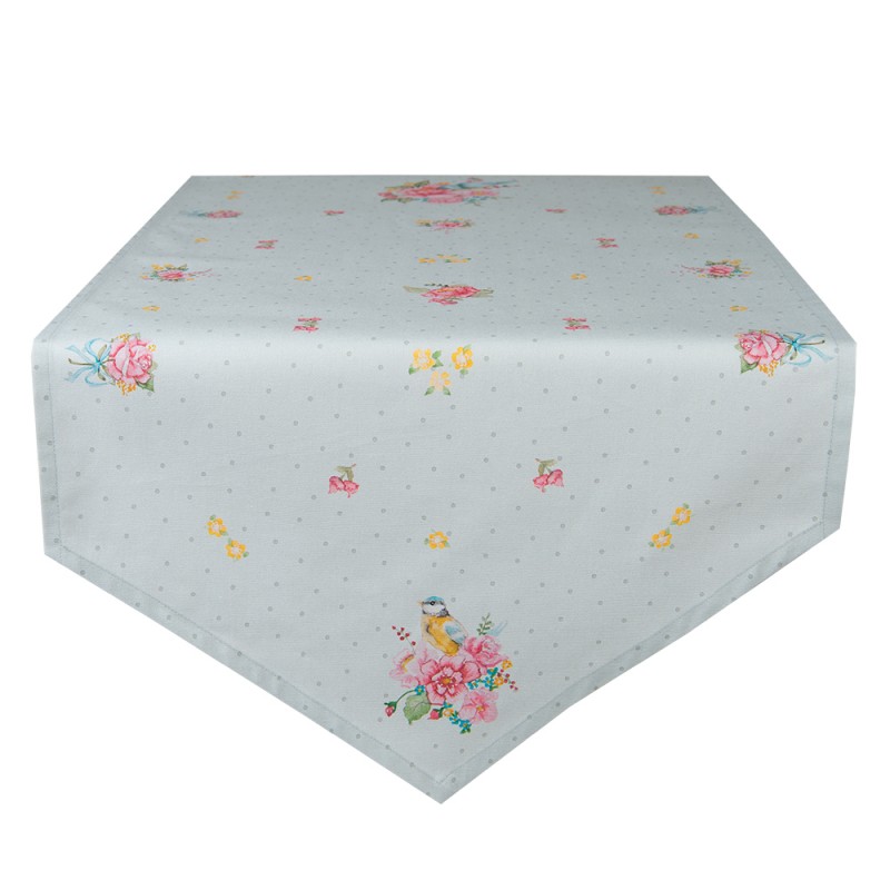 CHB65 Table Runner 50x160 cm Green Cotton Flowers Tablecloth