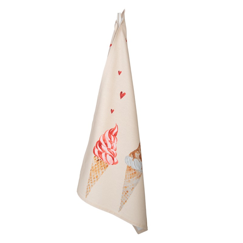 FAS42-1 Tea Towel 50*70 cm Beige Pink Cotton Ice creams Rectangle