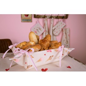 2FAS47 Bread Basket 35*35*8 cm Beige Pink Cotton Ice creams Square