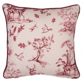 2PFT21 Cushion Cover 40x40 cm White Pink Cotton Reindeer Square Pillow Cover