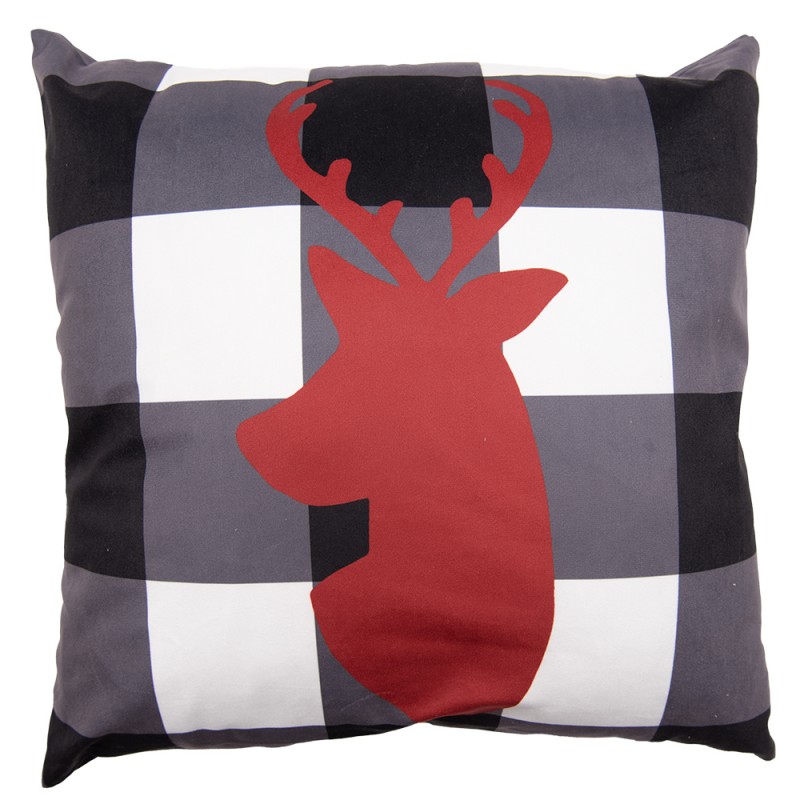 ANC24-2 Cushion Cover 45x45 cm Black Red Polyester Reindeer Square Pillow Cover
