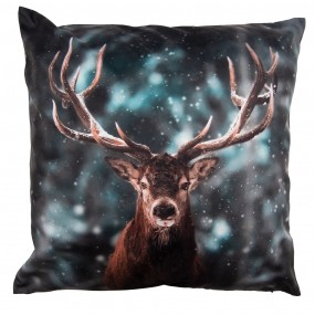 2KT021.314 Cushion Cover 45x45 cm Green Brown Polyester Deer Pillow Cover