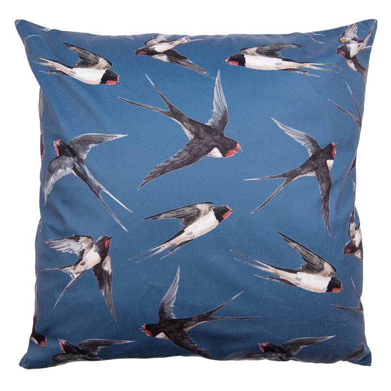 KT021.315 Cushion Cover 45x45 cm Blue White Polyester Birds Pillow Cover