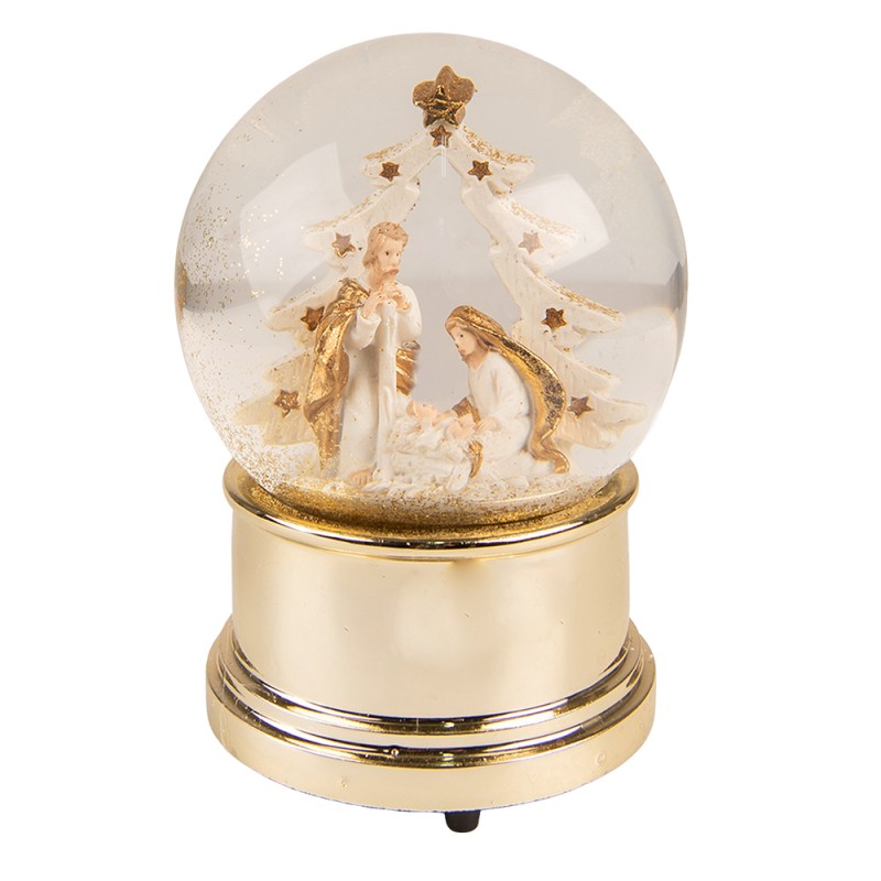 65151 Snow Globe Nativity Scene Ø 10x14 cm Gold colored Plastic Glass