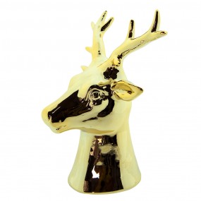 26CE1501 Figurine Deer 19 cm Gold colored Porcelain Christmas Decoration