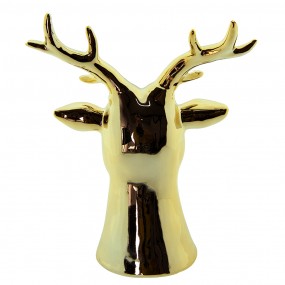 26CE1502 Figurine Deer 16 cm Gold colored Porcelain Christmas Decoration