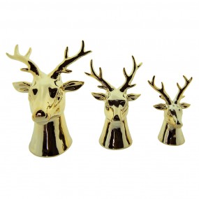 26CE1503 Figurine Deer 12 cm Gold colored Porcelain Christmas Decoration