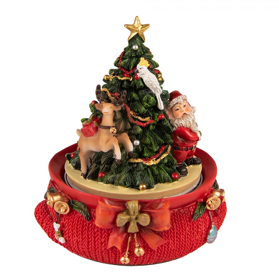 enkel democratische Partij Bonus 6PR3768 Muziekdoos Kerstboom 14 cm Rood Kunststof Kerstdecoratie Beeld  Decoratief Figuur