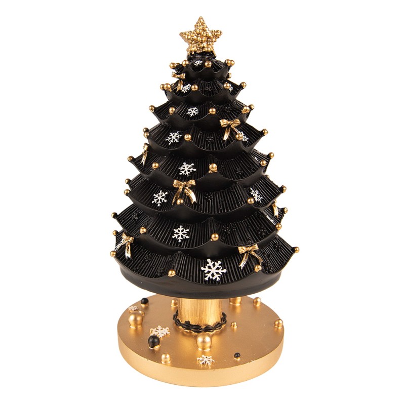6PR3770 Muziekdoos Kerstboom 20 cm Zwart Polyresin Kerstdecoratie Beeld