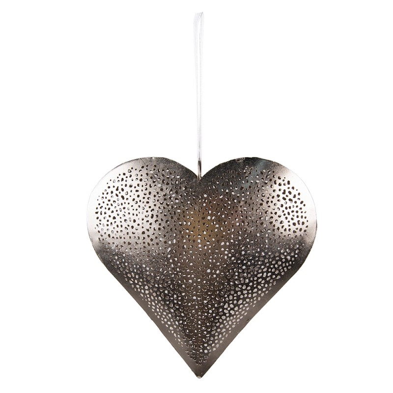 6Y5390L Decorative Pendant 20x20 cm Silver colored Iron Heart-Shaped Home Decor