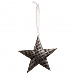 26Y5392L Decorative Pendant Star 15x15 cm Grey Iron Christmas Ornament