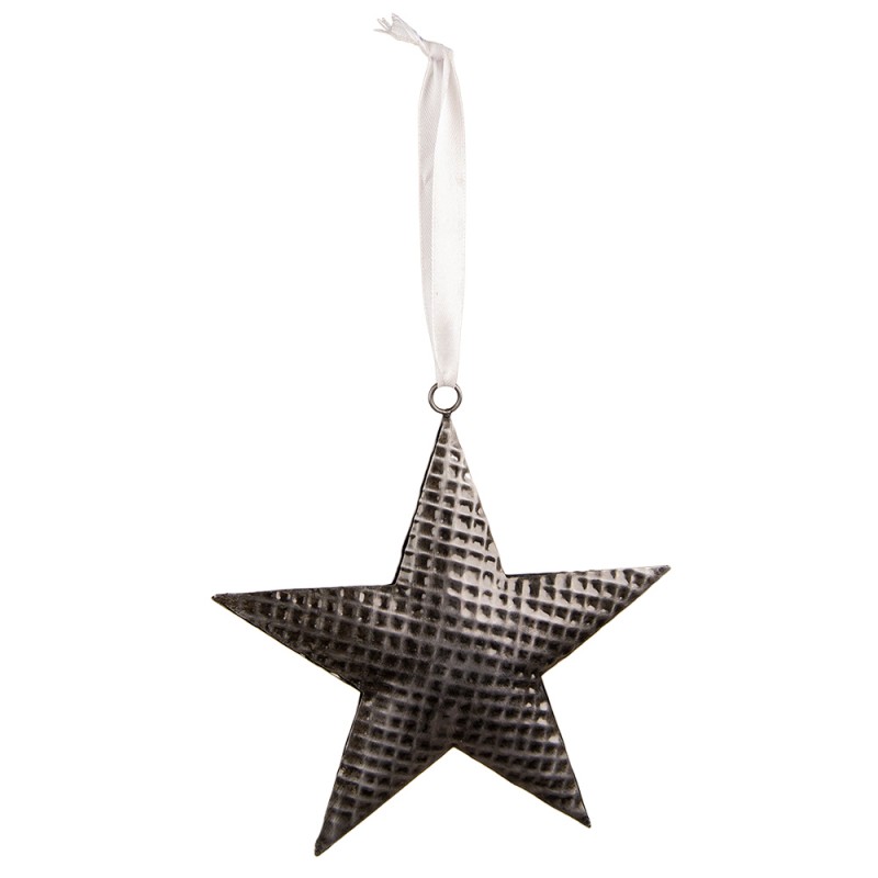6Y5392L Decorative Pendant Star 15x15 cm Grey Iron Christmas Ornament