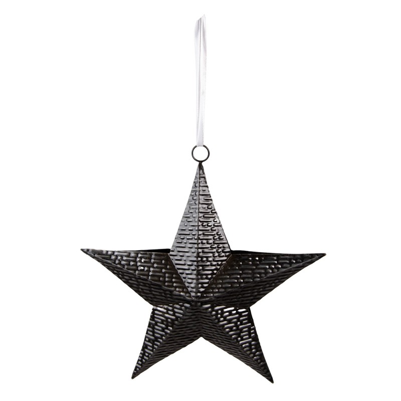 6Y5393 Décoration pendentif Étoile 25x27 cm Noir Fer Ornement de Noël