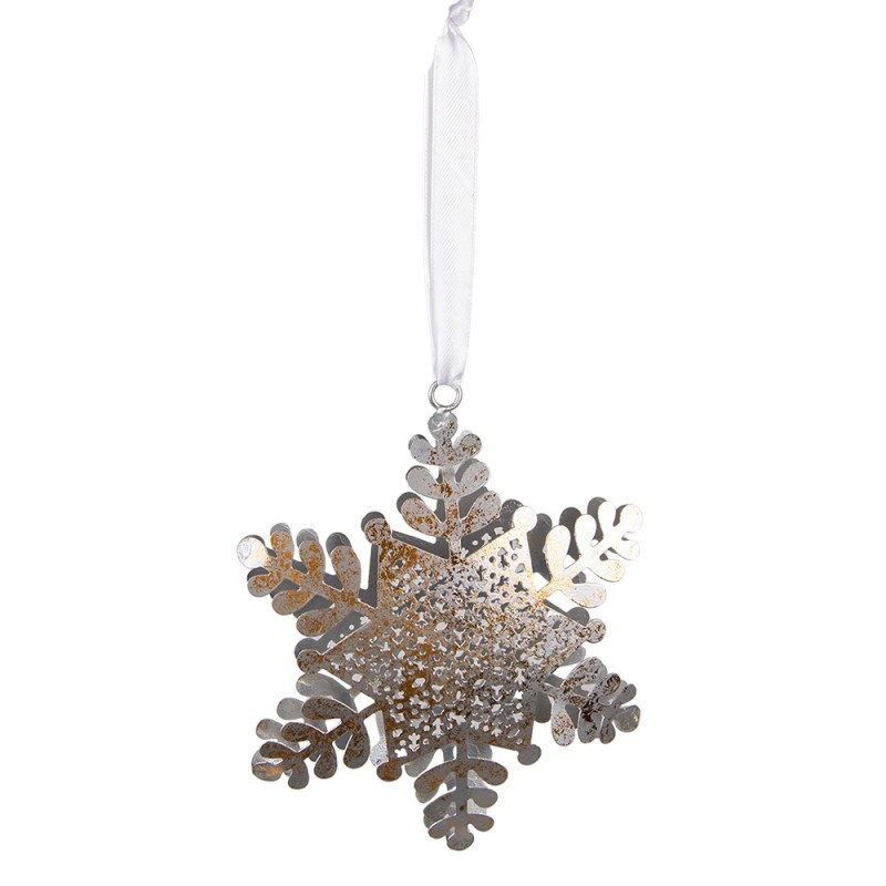 6Y5398L Christmas Ornament Snowflake 13x2x16 cm Silver colored Gold colored Iron Christmas Bauble
