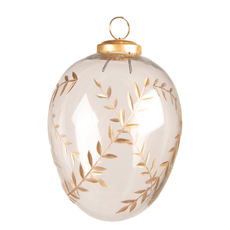 6GL4207 Christmas Bauble Ø 12 cm Transparent Glass Twigs Oval Christmas Decoration