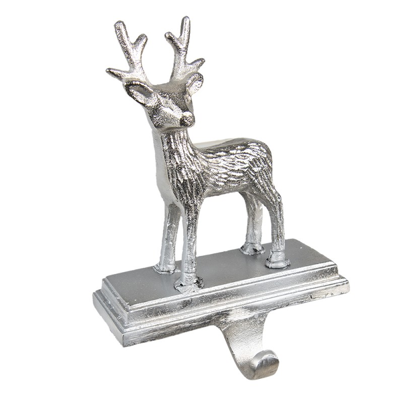 6AL0071 Hook Christmas Stocking Reindeer 21 cm Silver colored Aluminium