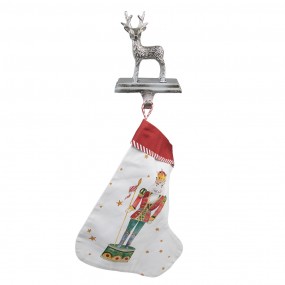 26AL0071 Hook Christmas Stocking Reindeer 21 cm Silver colored Aluminium
