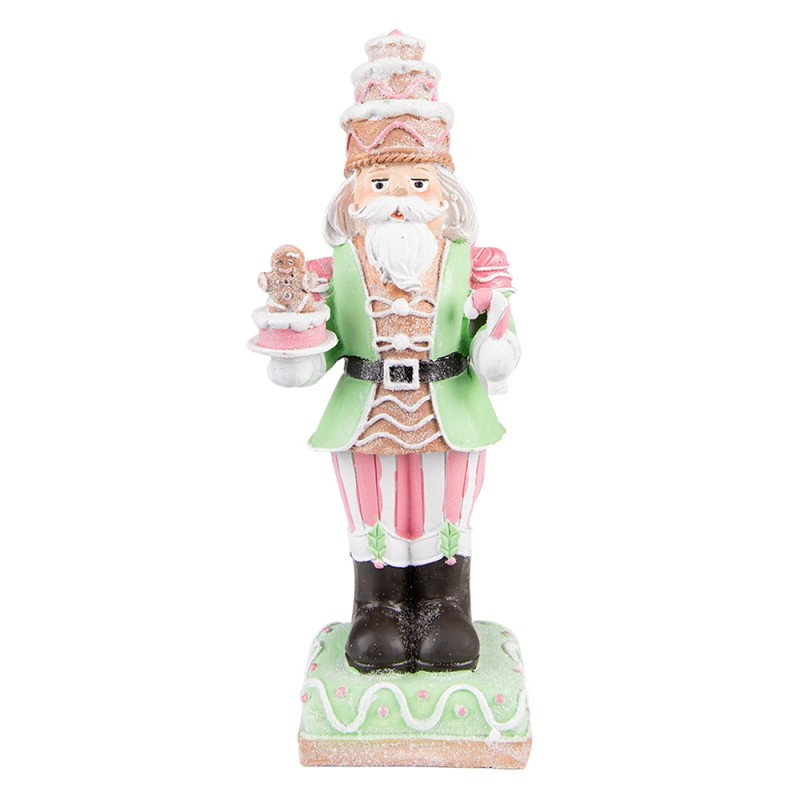 6PR3736 Figurine Nutcracker 24 cm Green Pink Polyresin Christmas Decoration
