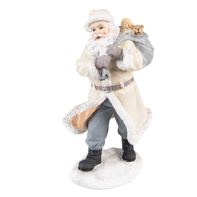 6PR3738 Figurine Santa Claus 21 cm Beige Grey Polyresin Christmas Decoration