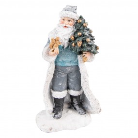 26PR3739 Figurine Santa Claus 21 cm Grey Blue Polyresin Christmas Decoration