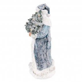 26PR3739 Statuetta Babbo Natale  21 cm Grigio Blu Poliresina Decorazione di Natalizie
