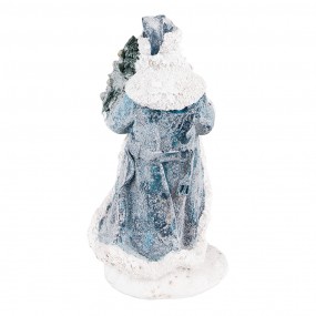 26PR3739 Figurine Père Noël 21 cm Gris Bleu Polyrésine Décoration de Noël
