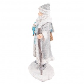 26PR3741 Statuetta Babbo Natale  21 cm Grigio Blu Poliresina Decorazione di Natalizie