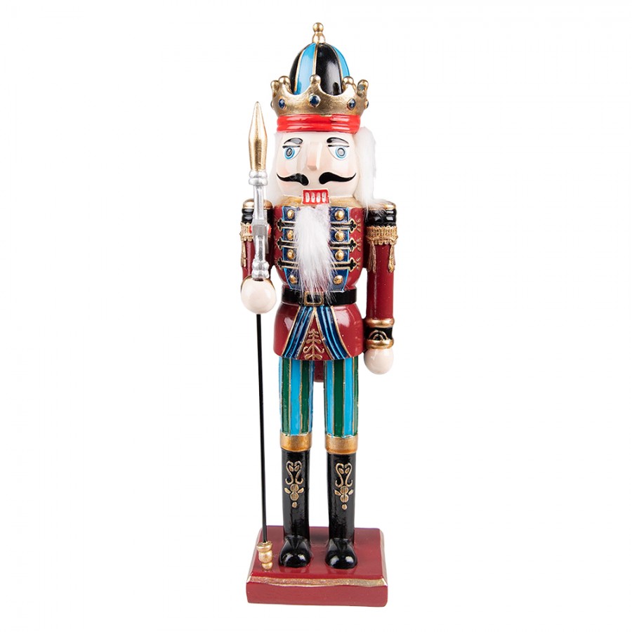 6PR3812 Figurine Nutcracker 30 cm Red Blue Polyresin Christmas Decoration