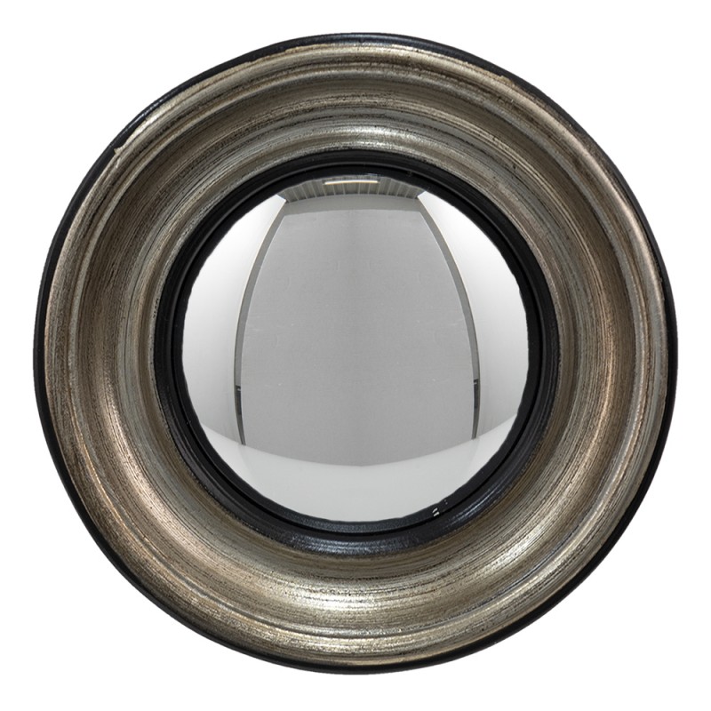 62S236 Mirror Ø 23 cm Silver colored Black Plastic Round Convex Mirror