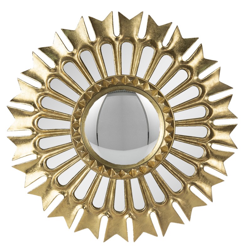 62S255 Mirror Ø 38 cm Gold colored Plastic Round Convex Mirror