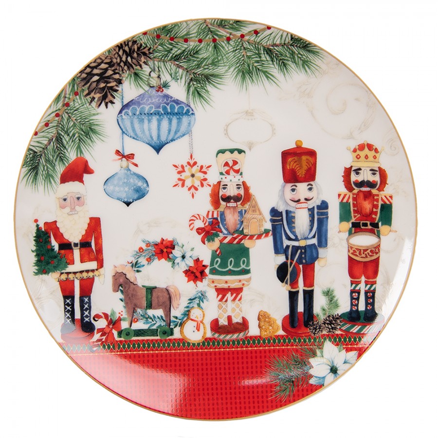 6CEDP0131 Breakfast Plate Ø 21 cm Red White Porcelain