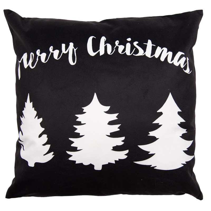 BWX22 Federa per cuscino 45x45 cm Nero Bianco  Poliestere Albero di Natale Quadrato Copricuscino decorativo