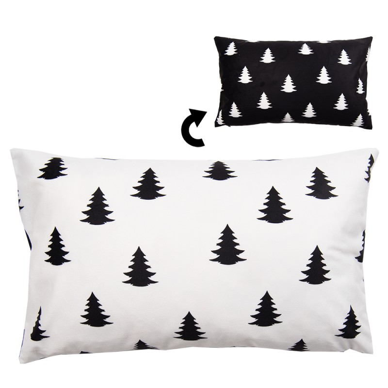 BWX36-1 Cushion Cover 30x50 cm White Black Polyester Christmas Tree Rectangle Pillow Cover