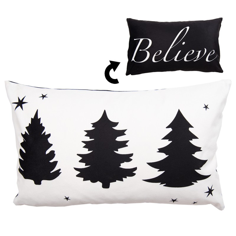 BWX36-3 Federa per cuscino 30x50 cm Bianco Nero Poliestere Albero di Natale  Rettangolo Copricuscino decorativo