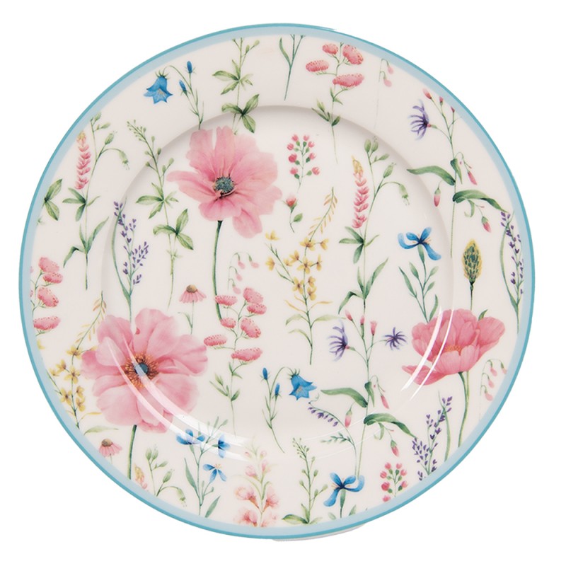 PPODP Breakfast Plate Ø 19 cm White Pink Porcelain Flowers Plate