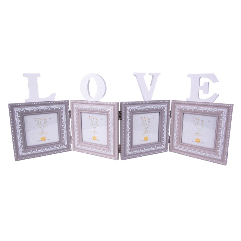 2F0969 Photo Frame 10x10 cm (4) Grey White MDF Rectangle Picture Frame