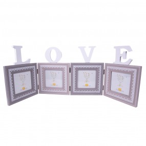 22F0969 Photo Frame 10x10 cm (4) Grey White MDF Rectangle Picture Frame