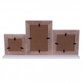 22F0970 Photo Frame 10x15 cm Brown White Wood Rectangle Picture Frame