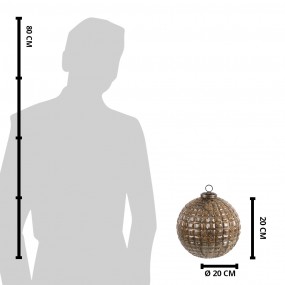 26GL3194 Christmas Bauble XL Ø 20 cm Copper colored Brown Glass Round Christmas Tree Decorations