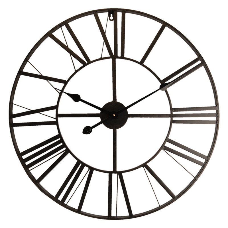 5KL0140S Wall Clock Ø 60 cm Black Metal Round Hanging Clock