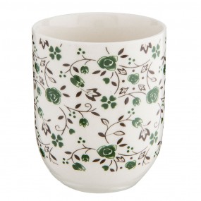 26CEMU0001 Mug 100 ml Blanc Vert Porcelaine Fleurs Rond Tasse à thé